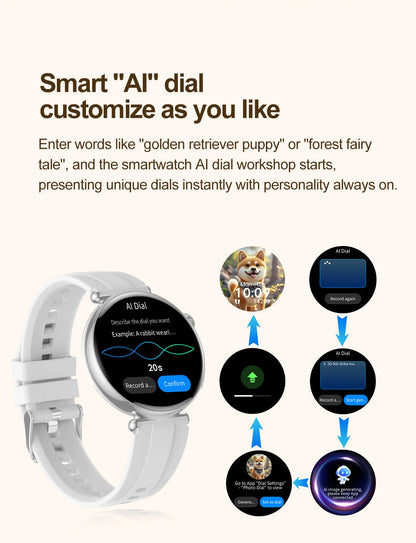 2026 New Women's Health Care Smartwatch ECG Blood Pressure Uric Acid Blood Lipids Sports IP68K Bluetooth call Fashion Smartwatch