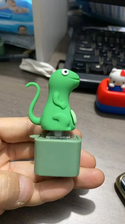 Lizard Frog Duck Button Keychain Decompression Toys Funny Lizard Sounds And Flash Effects Rechargeable Portable Stress  Toy