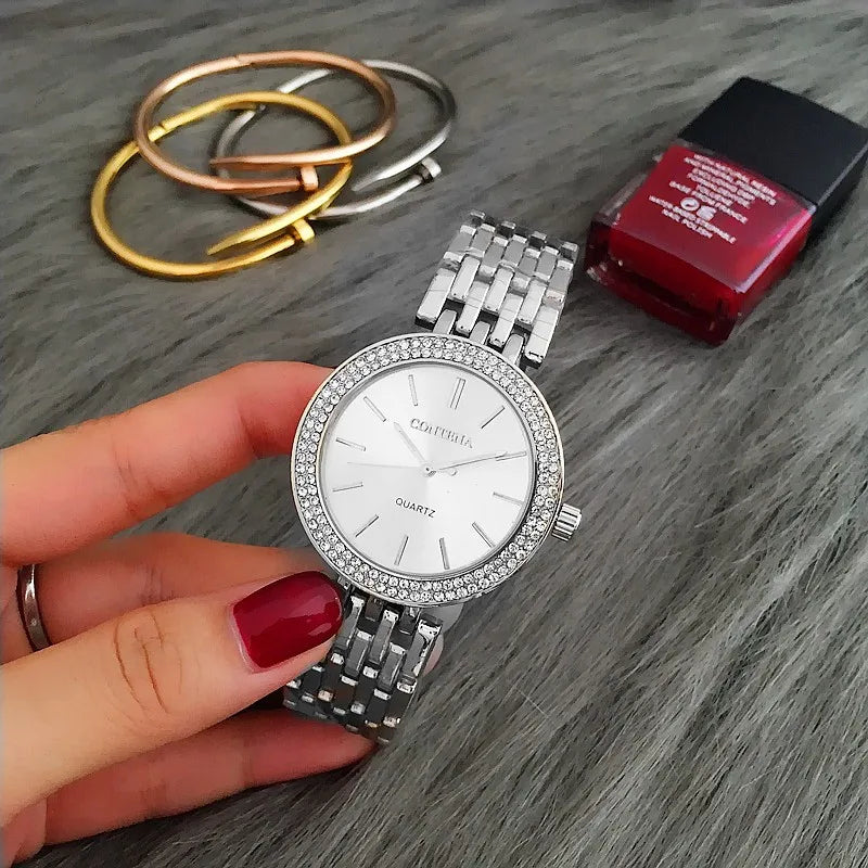 New Women's Watches Luxury Brand Contena Ladies Quartz Watch Full Stainless Steel Female Clock Wristwatches Gift Reloj Mujer