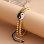 Couple Bracelets Rings Yin Yang Tai Chi Alloy Pendant Adjustable Braid Chain Necklace Matching Lover Bracelet Necklace Earring