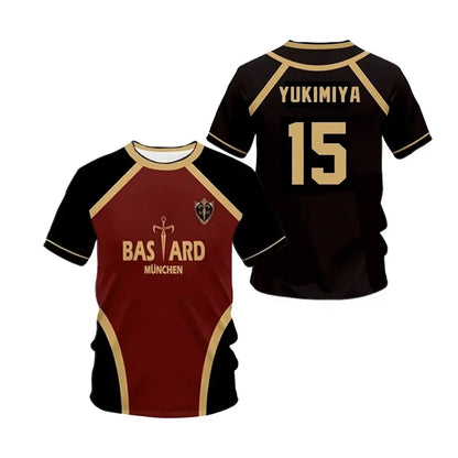 Blue Lock Jersey Futsal Pattern Vl Replika Anime Bastard Munich Summer Men'S And Women'S 3Dt Shirt Casual Sports T Shirt Top
