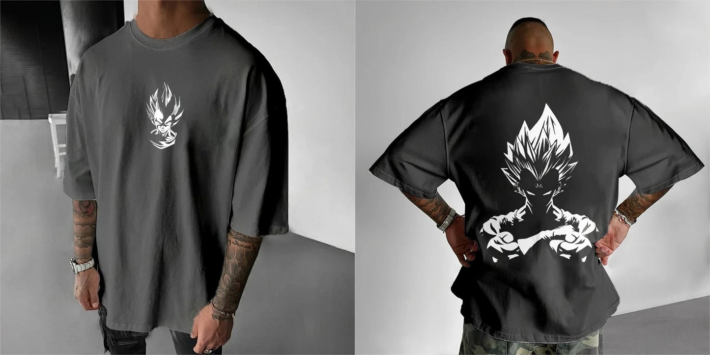 2026 Summer Dragon Ball  Oversized T-shirt High Quality 100_ Cotton Majin Vegeta Print Unisex Retro Casual Tee for Adults Kids