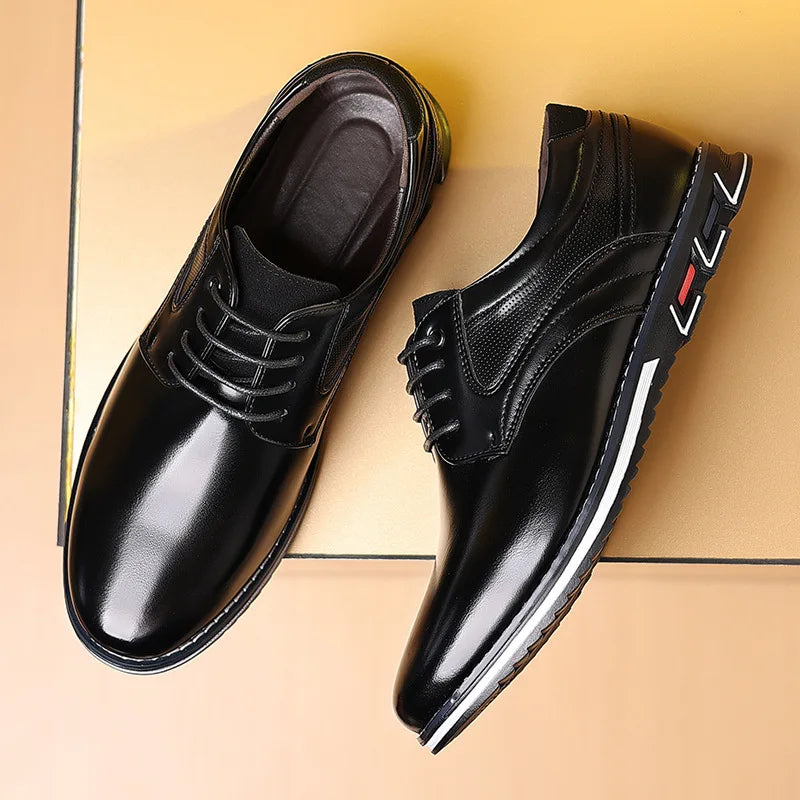 Classic Leather Shoes for Men Slip on Pointed Toe Oxfords Formal Wedding Party Office Business Casual Dress Shoes for Male