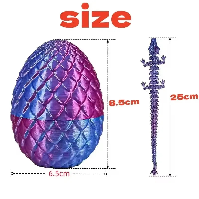 1 Set 3D Printed Dragon Egg Ornamental Toy Joint Activity Model Stress Relief Fidget Toys Gift for Kids Adults Home Office Decor