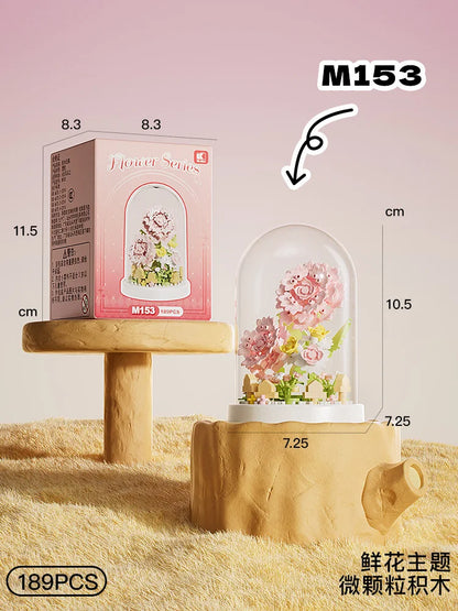Mini Brick Building Set Rose Flower Model, Creative DIY Building Block Kit for Desk Decor, Birthday Gift for Adults and Teens