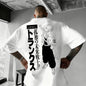 2026 Summer Dragon Ball Oversized T-shirt High Quality 100% Cotton Kid Goku with Power Pole Line Art Print UnisexCasual Y2K