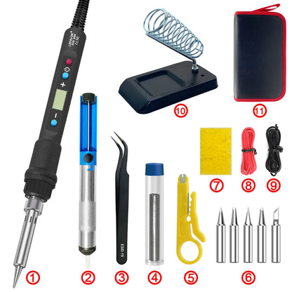 LEFAVOR 80W Digital display soldering iron welding set C/F switching calibration temperature 100-500C home repair DIY