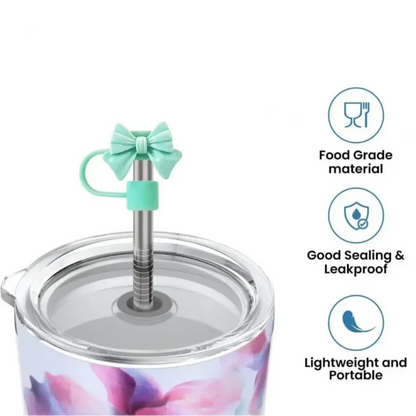 New Cute Bow Straw Cap Covers Silicone Straw Toppers Cap For Stanley Cups Accessories Straw Dust Cap For 10mm Diameter Straws