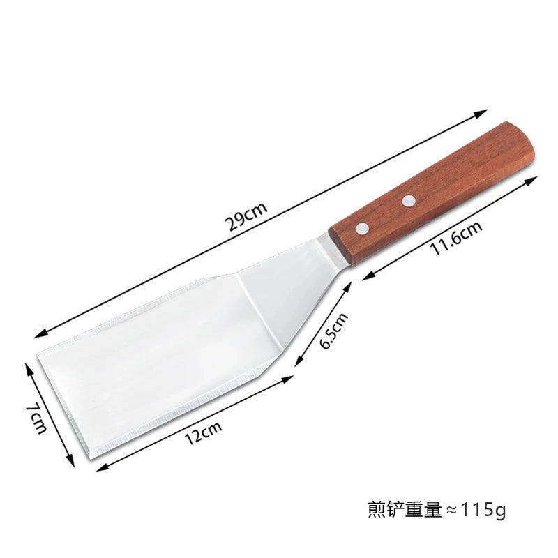 Stainless Steel Spatula and Grill Scraper Non Stick Durable Barbecue Cooking Tools Pizza Shovel Pancake Beef BBQ Utensils