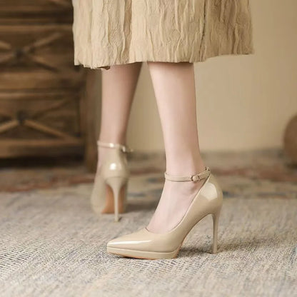 11cm Super High Stiletto Heels Pumps Women Shoes Spring/autumn Ankle Strap Pointed Toe Big Size Elegant Office Shoes