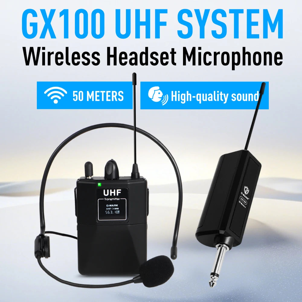 Wireless Transmitter System G-MARK GX100 Professional UHF headset Mic 50M For Party Show Stage Wedding Church