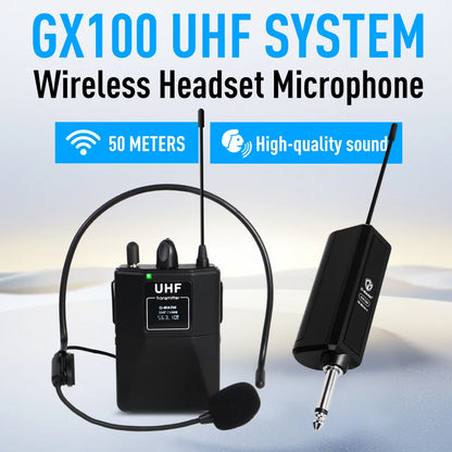 Wireless Transmitter System G-MARK GX100 Professional UHF headset Mic 50M For Party Show Stage Wedding Church