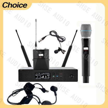 Qlxd B87A WH30 Head-Mounted Lavalier Professional Wireless Microphone Set, UHF Long-Distance Reception, Clear Sound Quality