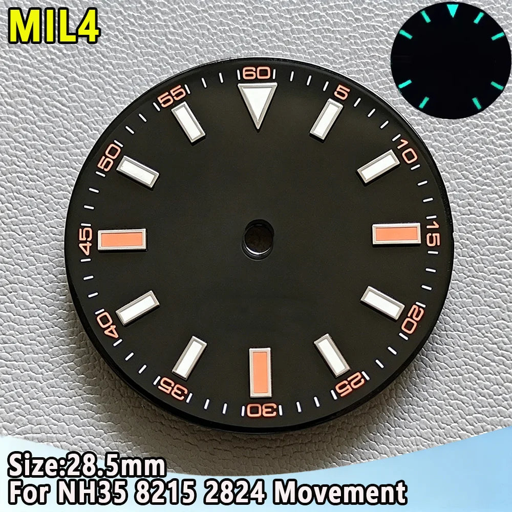 28.5mm NH35 Watch Dial Luminous Dials Single Calendar Dial Suitable For NH35 Movement Can Support DIY Dial Customization Logo