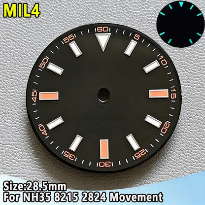 28.5mm NH35 Watch Dial Luminous Dials Single Calendar Dial Suitable For NH35 Movement Can Support DIY Dial Customization Logo