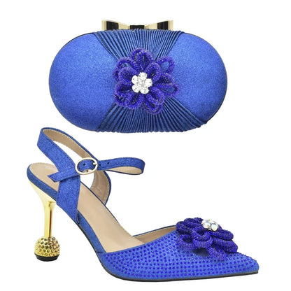 New Fashion Africa Women Shoes and Bags Set with Rhinestone Shoes for Women 2025 Designer Luxury Italian Shoe and Bag Set