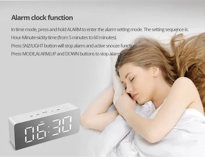 Digital Alarm Clock LED Electronic Desktop Clock with Temperature for Bedroom Home Office Teens Kids