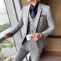 High-End Men's 3-Piece Smart Casual Business Suit Set with Vest Trousers British Dress for Party Wedding Elegant
