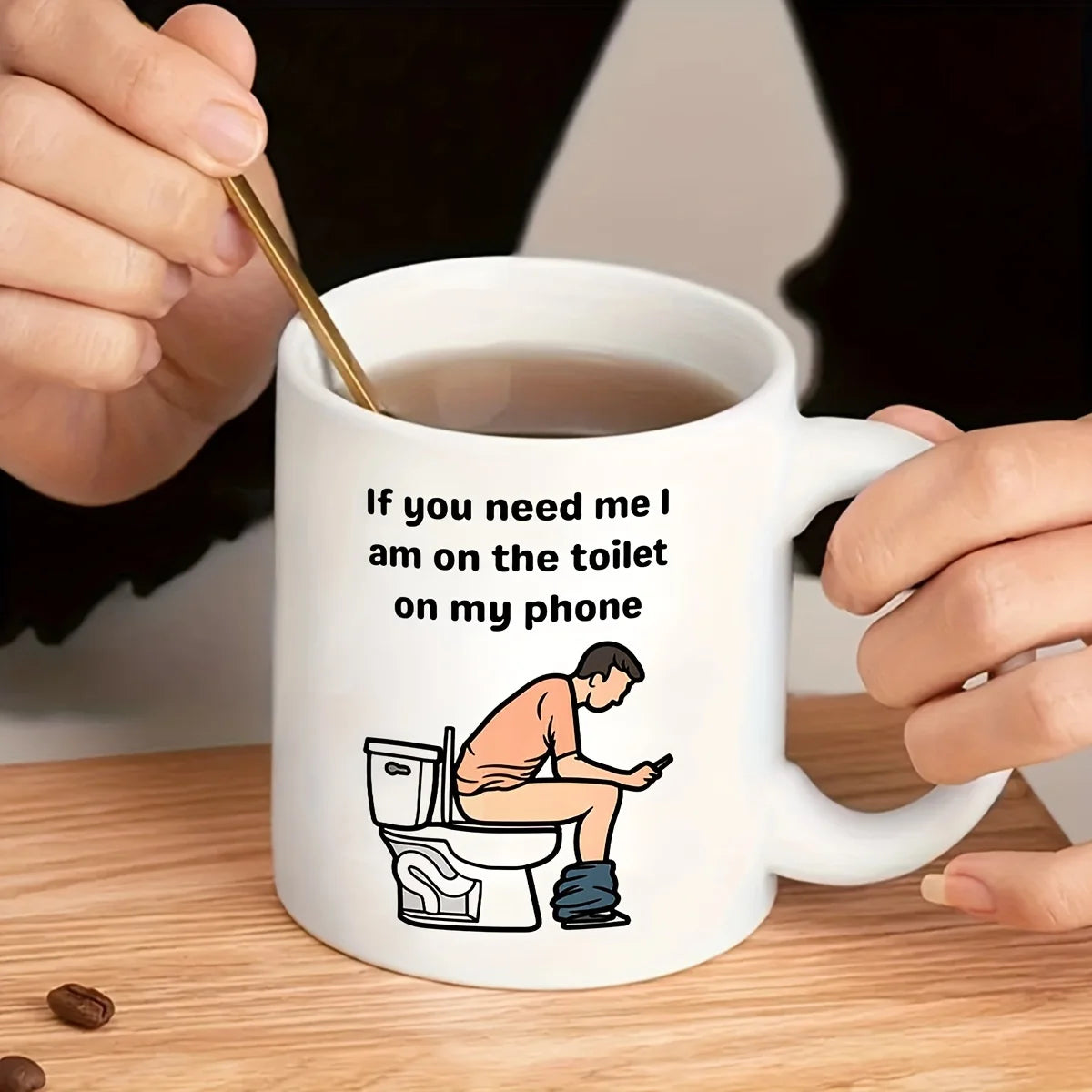 1pc, Funny Toilet Cup, Ceramic Coffee Cup Double-Sided Design, White Tea Cup for Hot Or Cold Drinks, Desk Decoration, If You Nee