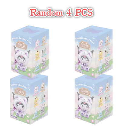 Sanrio Family Fox Island & Blue Flutter Series Vinyl Plush Blind Box Cute Cartoon Hello Kitty Kuromi Pendants Girl Bag Toy Gifts