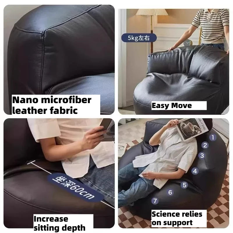 Lazy Bean Bag Sofa Seating Sleeping Tatami Chair Bedroom Room Black Single Sofa Boneless Couch 1-person Hotel Home Furniture