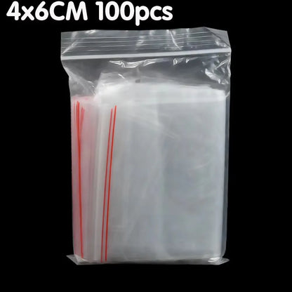 100/200/300pcs Small Zip Lock Plastic Bag Reclosable Transparent Bag Shoe Bag Vacuum Bag Poly Clear Bags Thickness 0.05mm