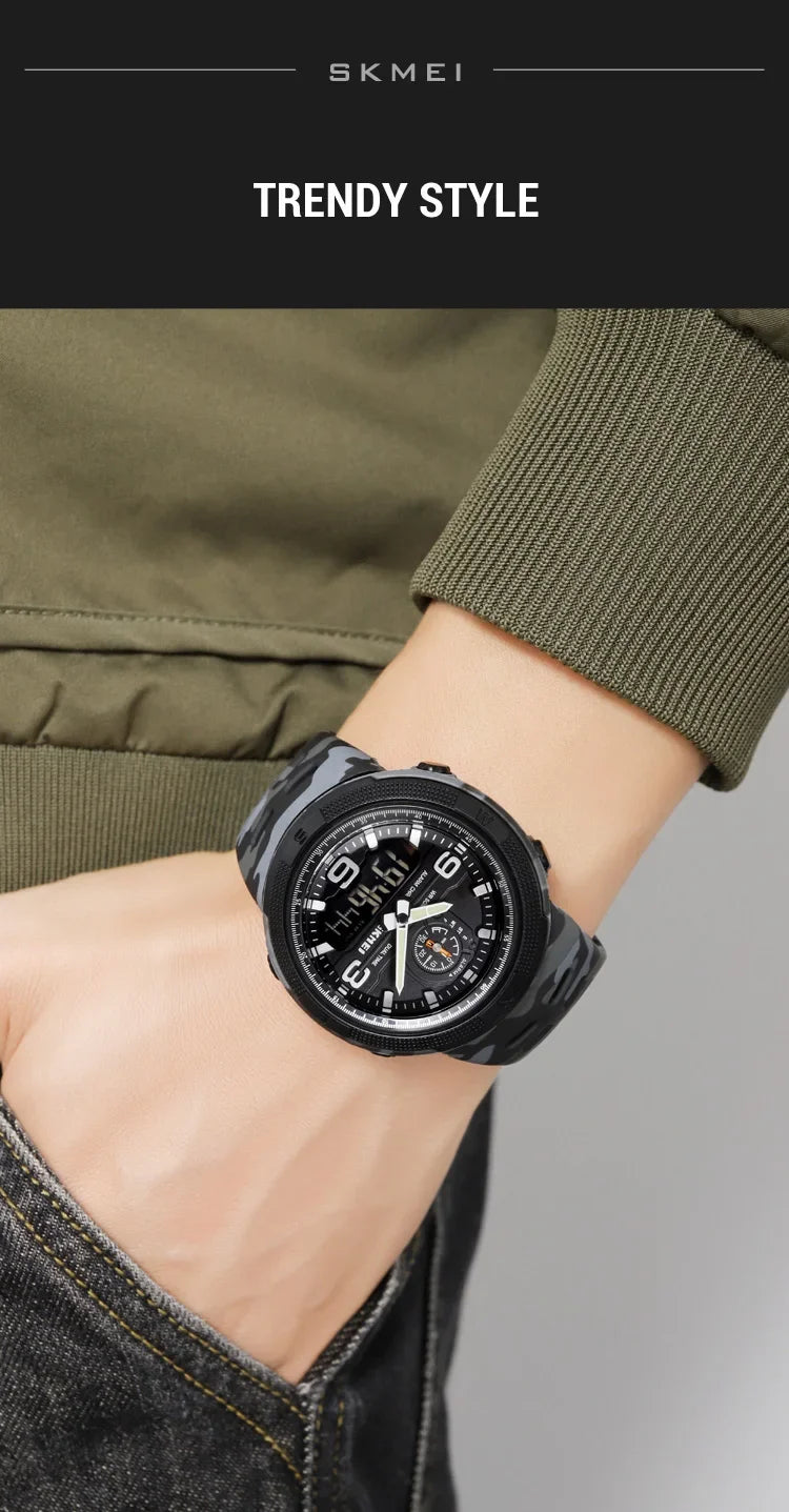 SKMEI  Outdoor Sports Men's Electronic 1655 Watch Dual Display Multi functional Waterproof Student Exploration Watch