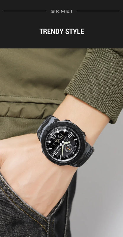 SKMEI  Outdoor Sports Men's Electronic 1655 Watch Dual Display Multi functional Waterproof Student Exploration Watch