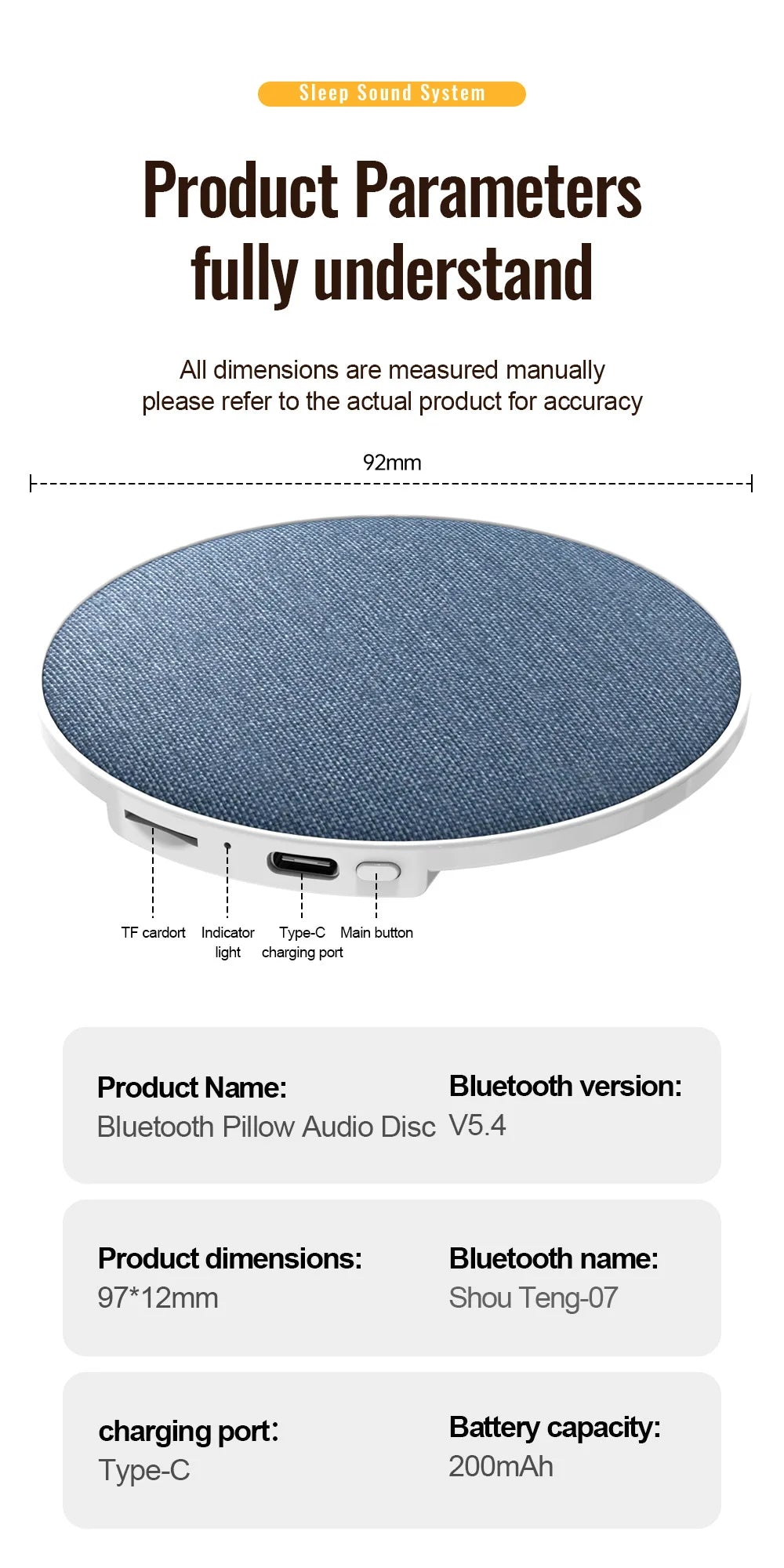 High Dynamic Sound Quality Bluetooth Speaker Bedside Sleep-enhancing Audio Ultrasonic Pillow-top Sleep Aid Speaker 2026 NEW