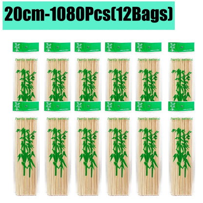90-1350Pcs Bamboo Wooden BBQ Skewers Sticks Disposable 15/20/25/30cm for Grilling, Fruit, Kabob,BBQ, Barbecue, Camping, Outdoor