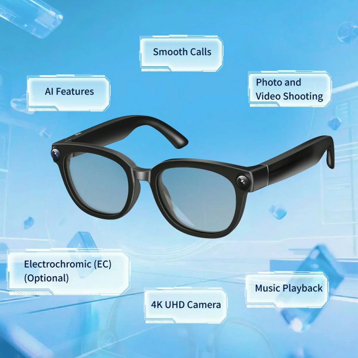 2026 AI Smart Glasses with 8MP Camera Video Recording Many Languages Translation Sunglasses Bluetooth Call Music Play Men Women