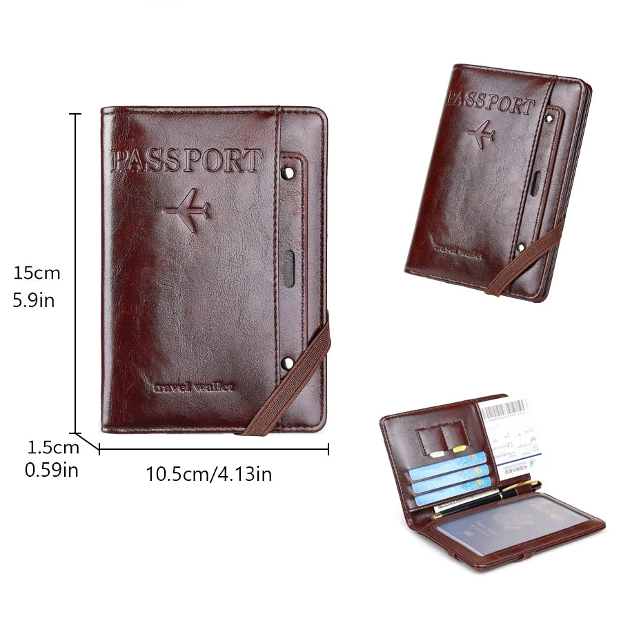 Passport Holder and Wallet in One, Anti-Theft, Anti-Degaussing, Multi-Functional Document and Card Storage Bag, Travel Ticket Holder, Portable Business and Travel Document Organizer, Essential Document Protection Cover for Go