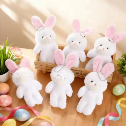 10Pcs Cartoon Animal Little Rabbit Plush Toy Keyring Stuffed White Rabbit Plush Keychain Soft 18cm