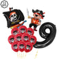 Pirate party napkins plates cups Tablecloths Banner Pirate skull balloon kids Caribbean Pirate themed birthday party decoration