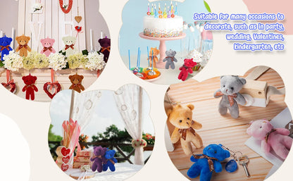 18-90Pcs Mini Teddy Bear Toy Plush Stuffed Bear Doll for Keychain Craft DIY Accessory Birthday Gifts Party Favors Supplies 4.7in
