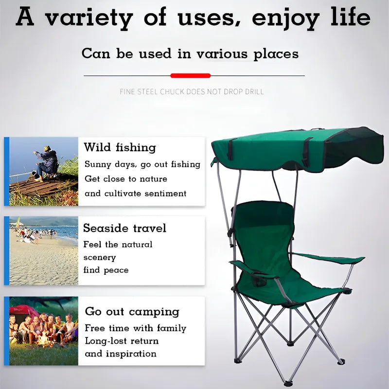 Stylish and Practical Beach Chair with Umbrella and Cooler Bag, Suitable for Picnics and Outdoor Activities