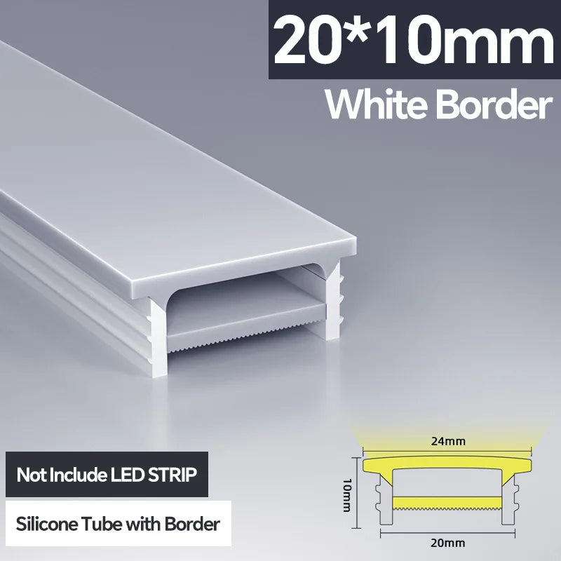 1M-10M LED Neon Rope Tube Soft Silicone Diffuser Channel Black/White Flexible Ribbon Strip Light for Recessed Channel