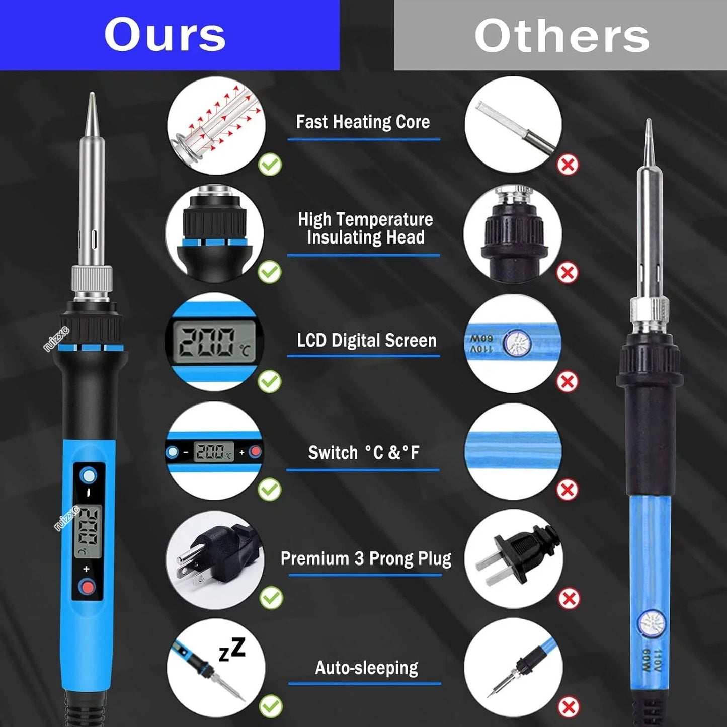 Electric Soldering Iron 80W Welding Gun Tool Kit Heat Pencil Repair Tools Adjustable Temperature Replaceable Soldering Iron Head