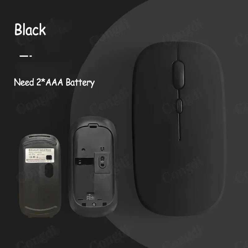 Battery-Powered Wireless Mouse Slim Bluetooth-compatible Computer Mice Portable Cordless Mouse for iPad Laptop Desktop Tablet