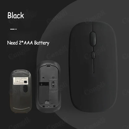 Battery-Powered Wireless Mouse Slim Bluetooth-compatible Computer Mice Portable Cordless Mouse for iPad Laptop Desktop Tablet