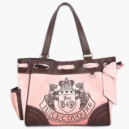 Y2K Ladies Large-Capacity Tote Bag Women Embroidery Velvet Vintage Retro Chic Handbags Girl Shopping Shoulder Bag Women's Purses