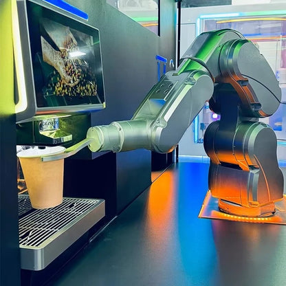 Customized AI Robot Coffee Vending Machine with Credit Card Payment Metal Construction SDK Integration Auto Clean Function