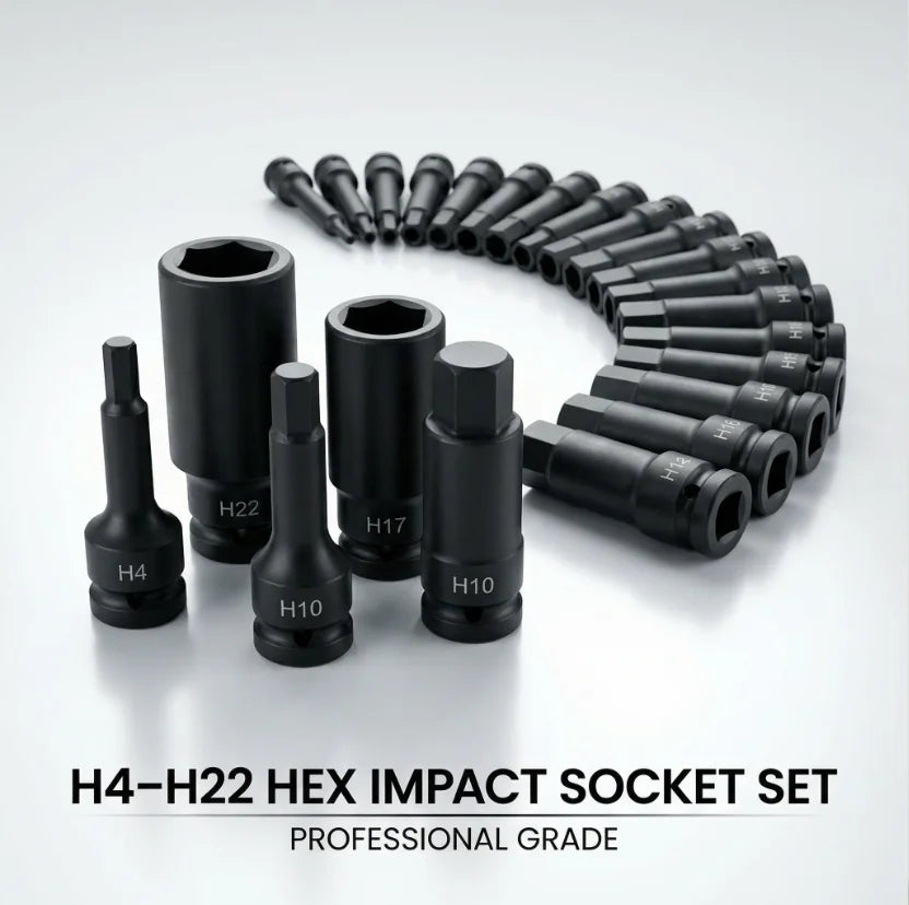Hi-Spec 1/2" Drive Impact Hex Bit Socket Heavy Duty Cr-Mo Steel Metric Allen Head Adapter Professional Impact Grade Tool