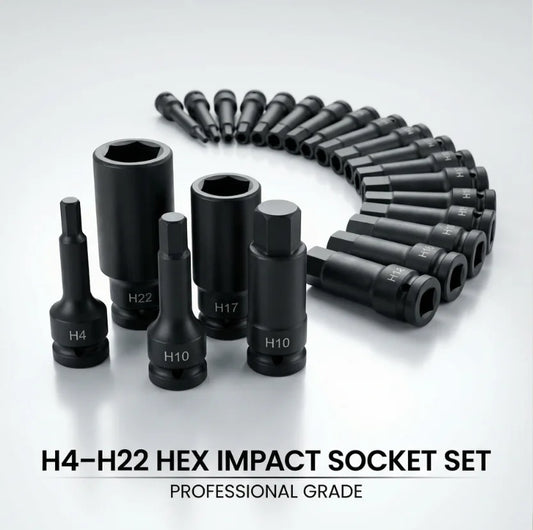 Hi-Spec 1/2" Drive Impact Hex Bit Socket Heavy Duty Cr-Mo Steel Metric Allen Head Adapter Professional Impact Grade Tool