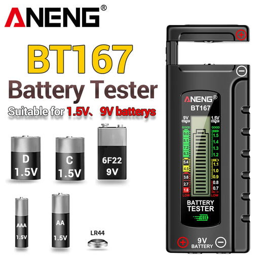 ANENG BT167 household battery level tester does not require power supply to measure D/C/AA/AAA/9V/button battery level detector