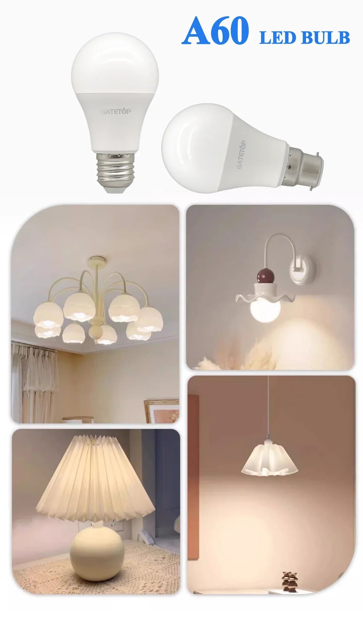 1-10Pack Dimmable GU10 E27 E14 B22 LED Bulb Lamp 220V No flicker Warm white Natural light 3000K 4000K 6000K dimming A60 C37