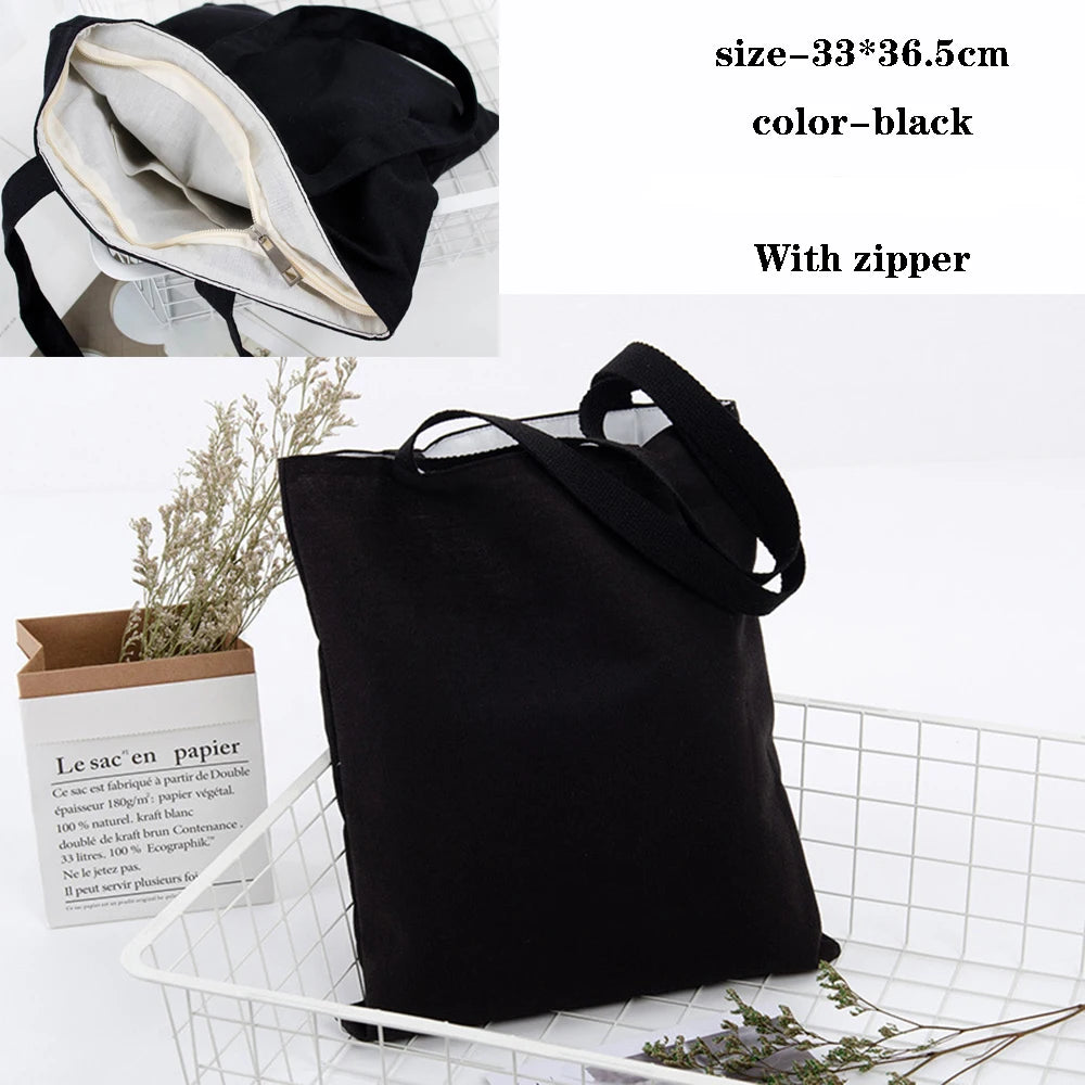 Canvas Cotton bag grocery handbag Foldable Fabric tote bag portable Storage organizer Shopping bag for woman Cloth organizer bag