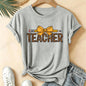 Leopard Teacher Pencil Bow Graphic T Shirt Women Teacher Appreciation Gift Casual Tops Short Sleeve Women's T-Shirts Clothing