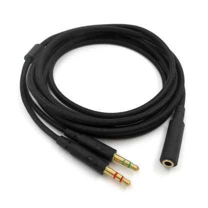 3.5mm Universal 2 in 1 Gaming Headset Audio Extend Cable For Kingston HyperX Cloud II/Alpha-/Cloud Flight/Core Headphone