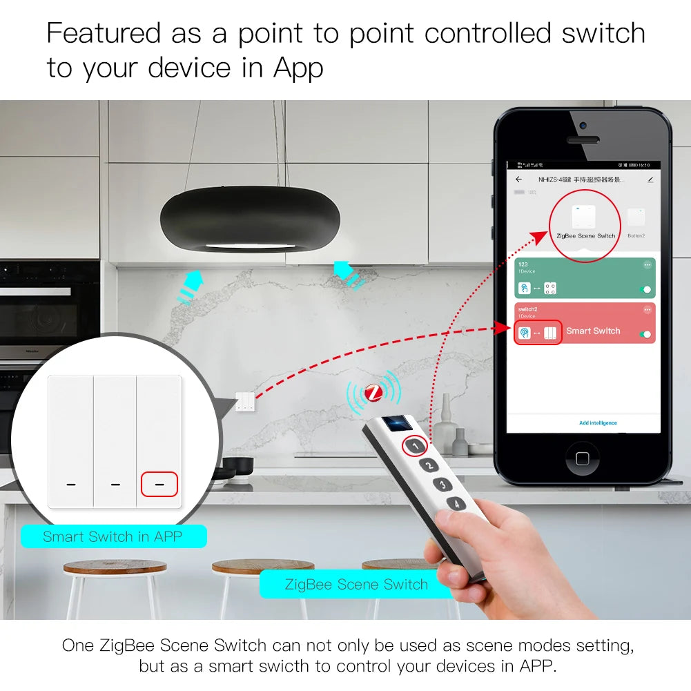 Tuya ZigBee Smart Scene Switch 1-4 Gang Portable Mini Design For Home Smart Life Remote Control Automation Scenario Switches